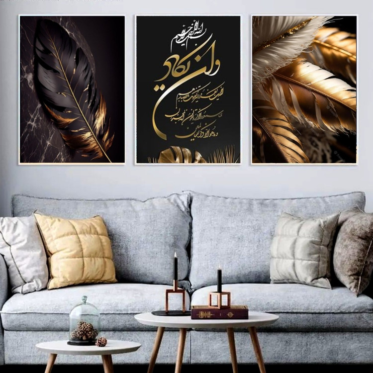 تابلو دکوراتیو ان یکاد و پر سه بعدی سه تکه سایز هر تکه60در40