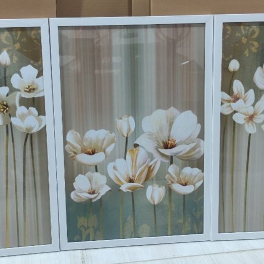 تابلو دکوراتیو 3 تیکه طرح گل بهاری